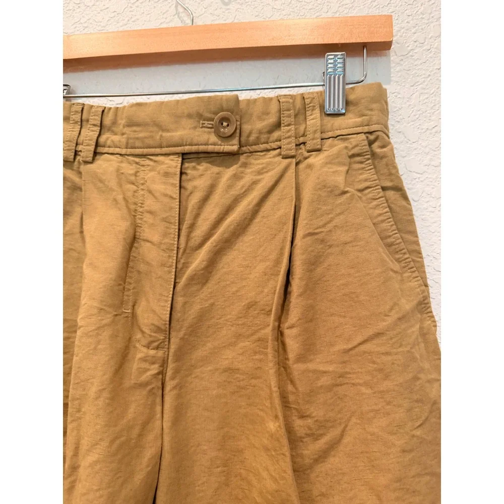 COS Womens Cotton Linen Pleated Tapered‎ High Rise Trousers Pants Size 4 Barrel